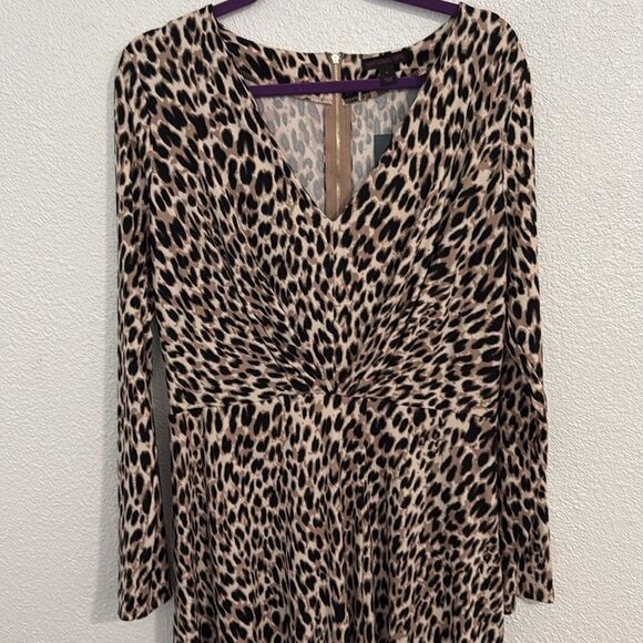NWT- Material Girl- leopard print a line fit and flare dress-Size xL - Picture 2 of 9